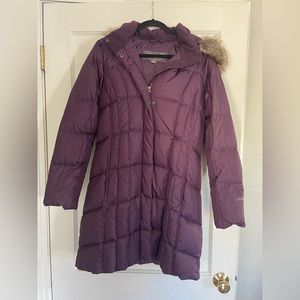 Eddie Bauer Lodge Down Hooded Parka Coat Plum Women’s Size Large